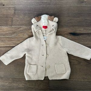 Baby Gap knit hoodies reindeer sweater jacket, size 6-12m